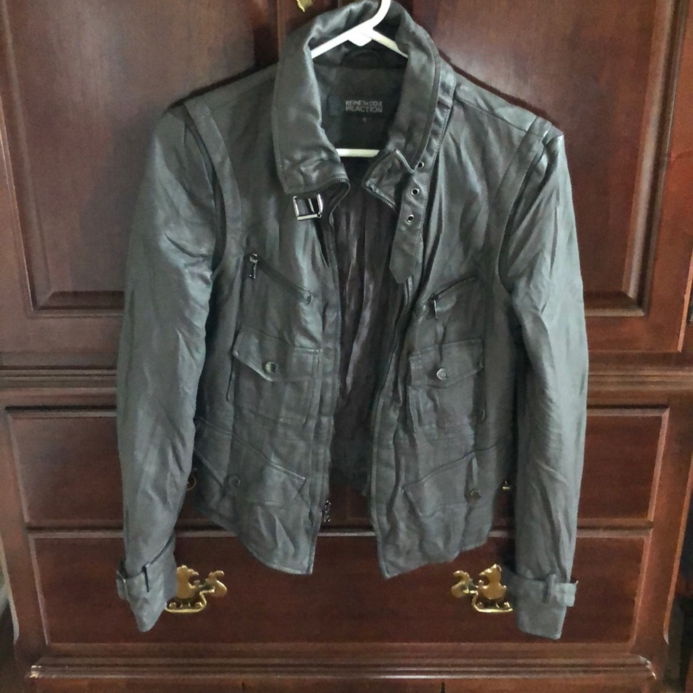 Kenneth Cole Gray Leather jacket